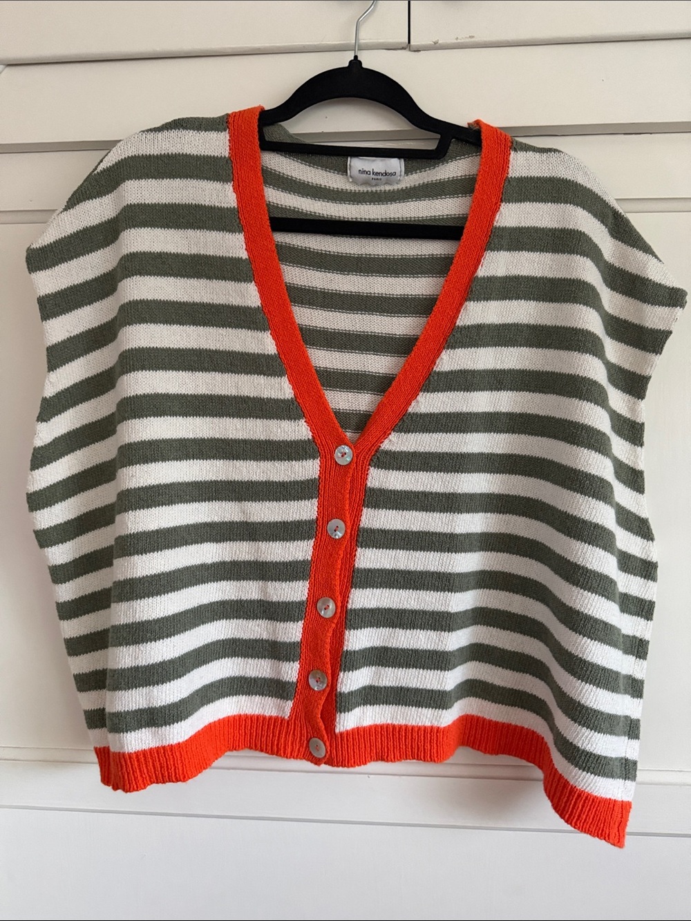 Striped Knit Vest Blouse Boxy Oversized